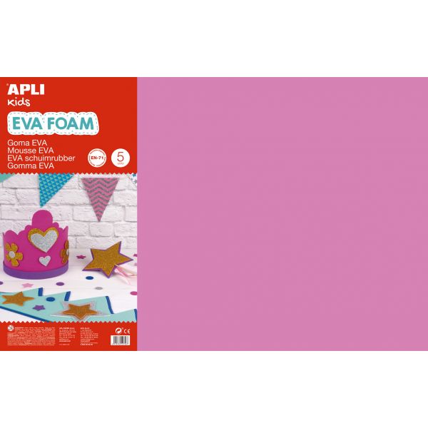 Apli Fls de Borracha Eva Rosa 600x400x2mm 5un. - 12757
