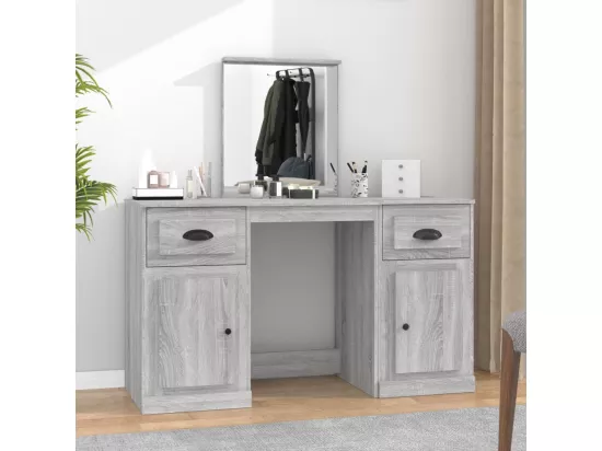 Coiffeuse avec miroir sonoma gris 130x50x132,5 cm