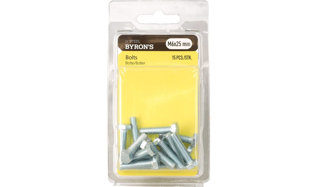 Bolte M6x25 mm - 15 stk.