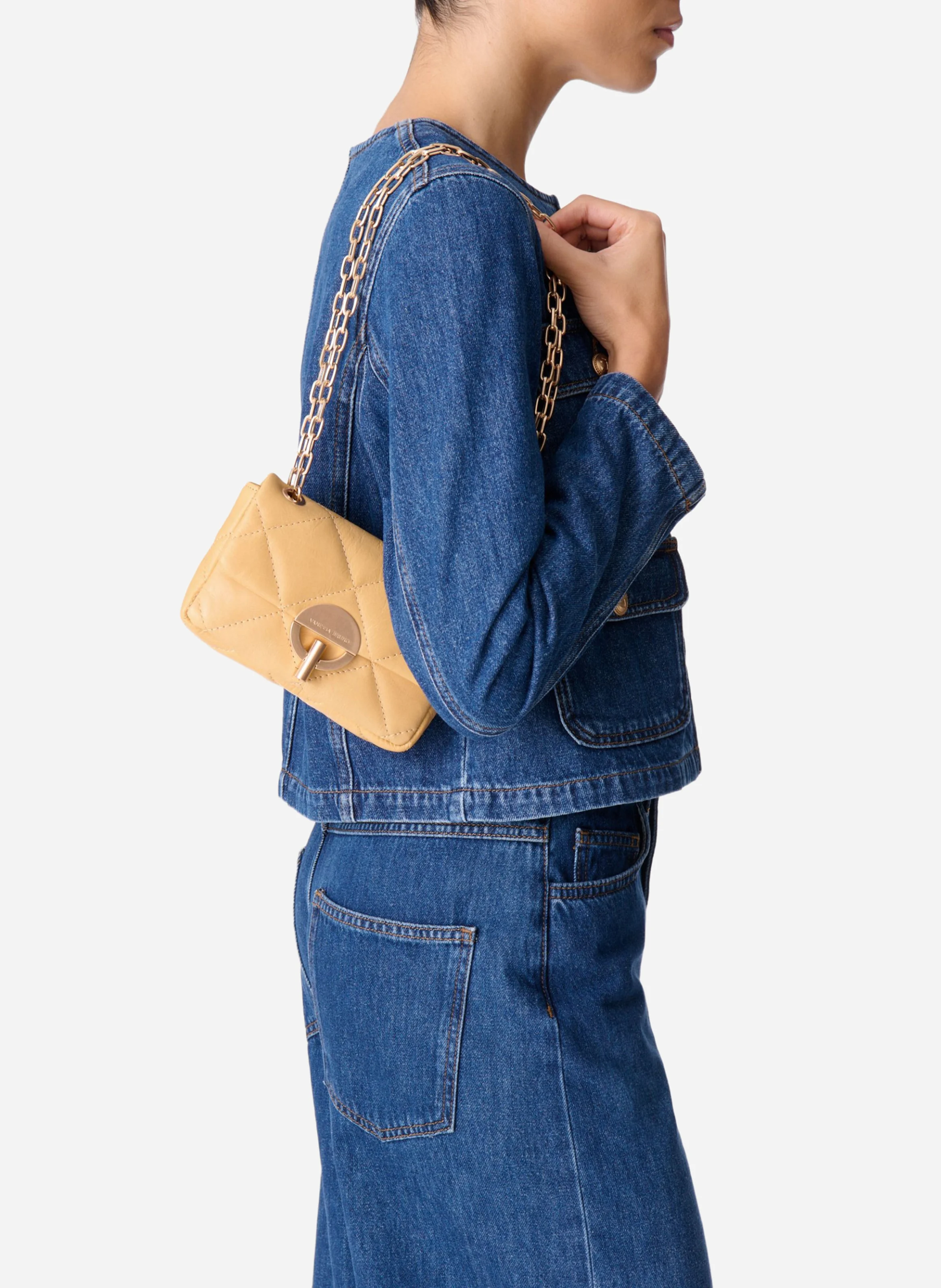 NANO MOON - Sac bandoulière matelassé en cuir | Rouge