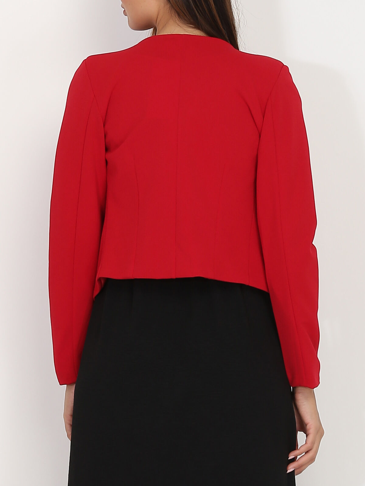 Veste courte sans col- Rouge foncé