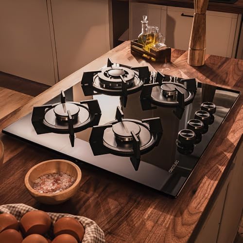 Cecotec Plaque à gaz Bolero Squad G 4200S Glass Black. Plaque à gaz avec 4 feux, finition verre noir, puissance 8000W, grilles individuelles et allumage électrique avec sécurité des vannes. : Cuisine et Maison