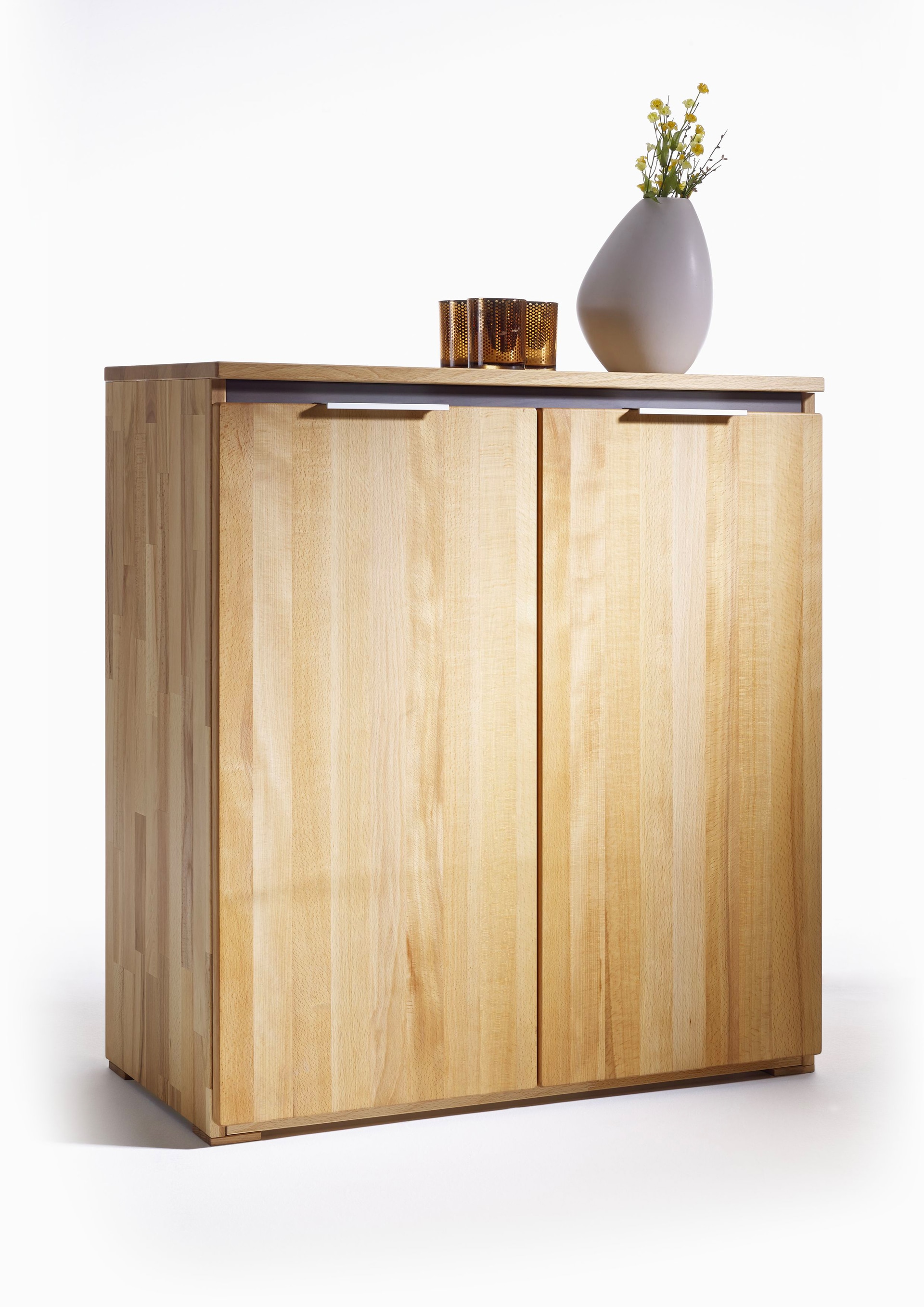 VALMONDO Kommode VICENZA 80 x 89 cm Kernbuche massiv natur geölt/Absetzung Anthrazit gebeizt