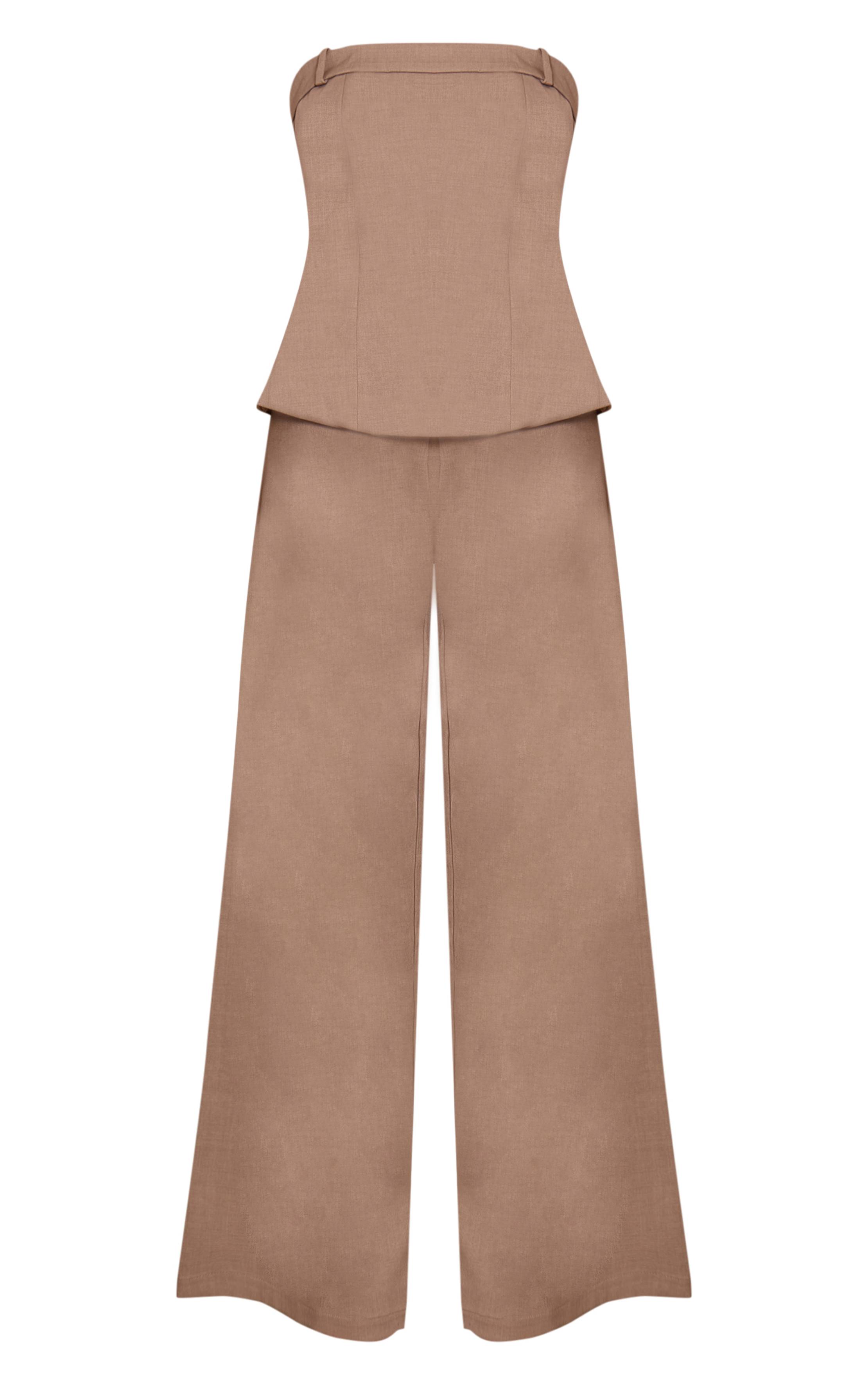 Moka Combinaison Pantalon Large À Bandeau Avec Dos Croisé