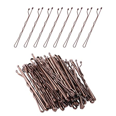 (50er Set) Metall Haarklammern Bobby Pin Haarspangen mit abgerundeter Spitze - Braun