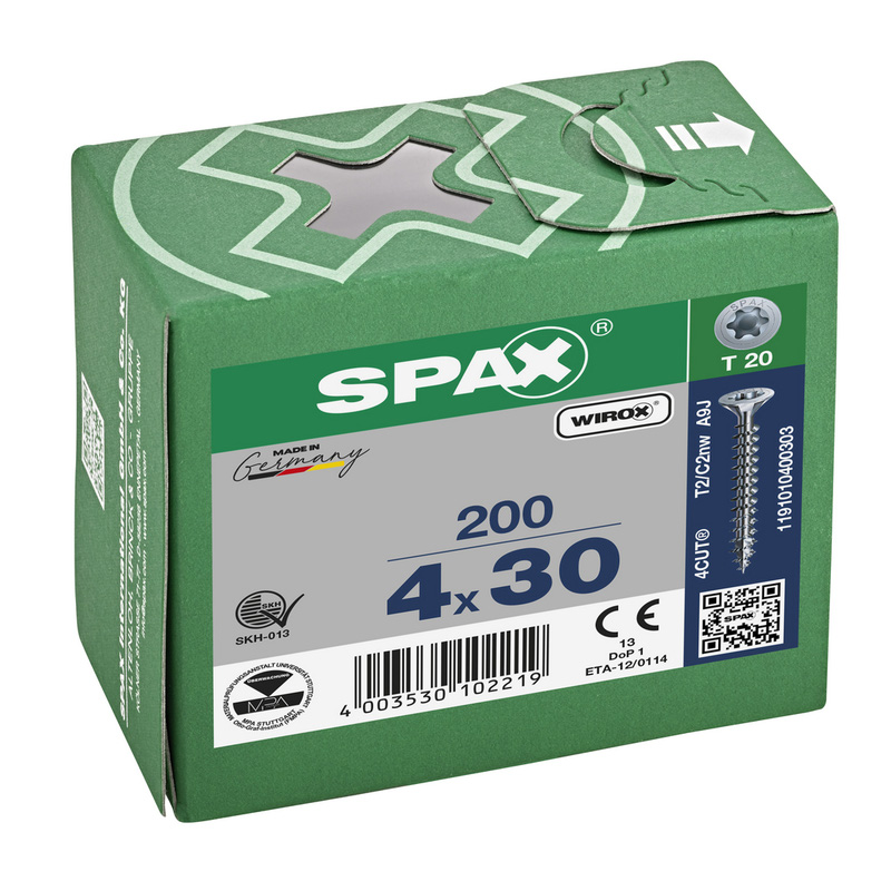 Spax universele schroeven platkop voldraad 4x30mm TX20