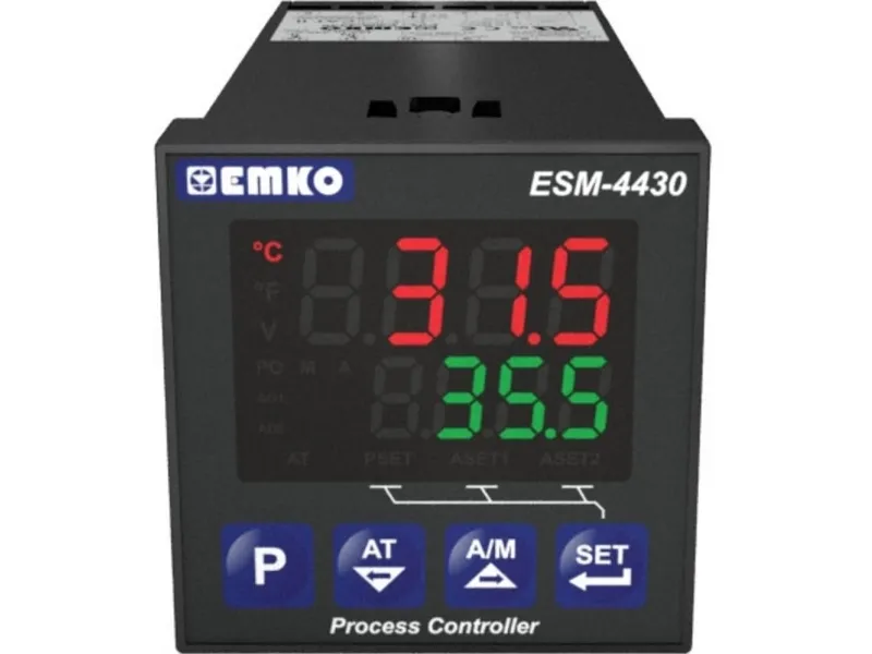 Emko ESM-4430.2.20.0.1/01.02/0.0.0.0 2-punkt, P, PI, PD, PID Universalregulator Pt100, L, J, K, R, S, T, B, E, N, C -200 til 1700 °C Relæ 5 A, SSR (L x B x H)