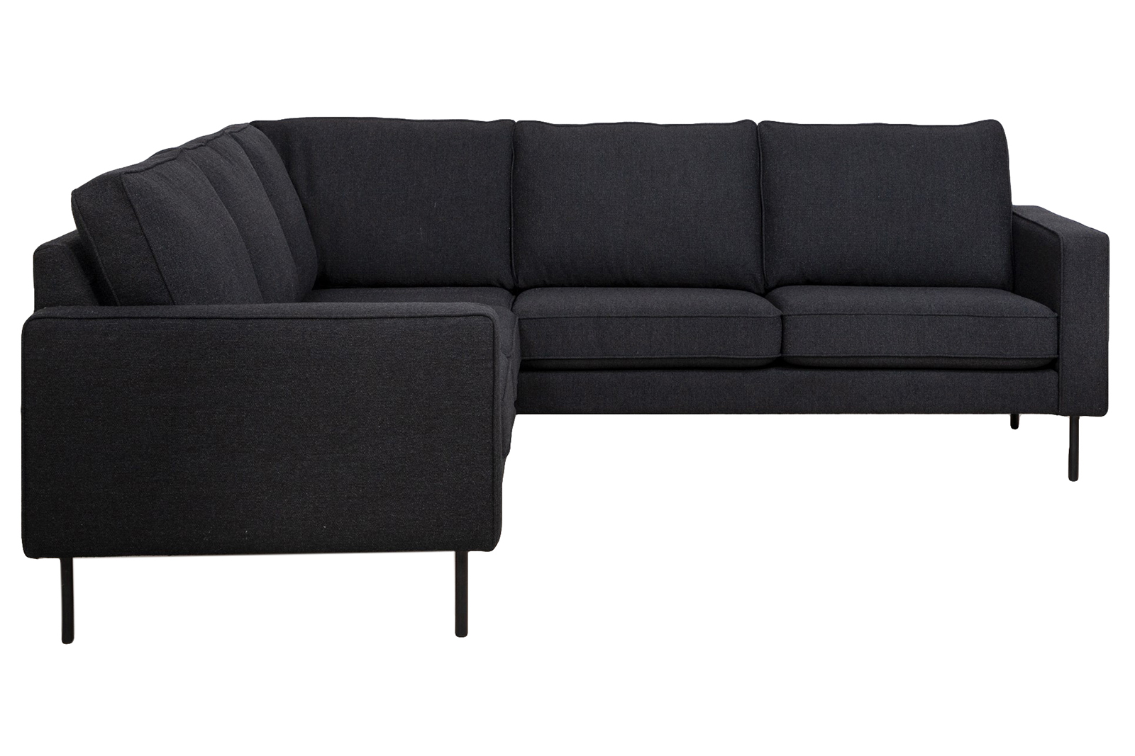 Westin hjørnesofa I tekstil Honor 24N8 sort med sorte ben.