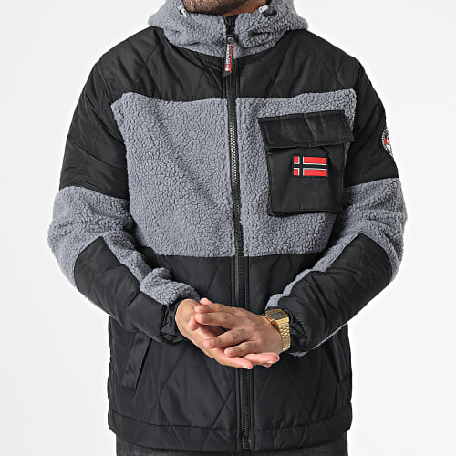 Veste Polaire Zippée Capuche Ursam Gris Noir