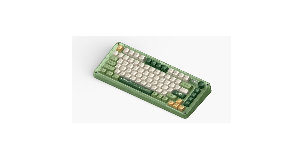 IqunixZX75 Camping Wireless Mechanical Keyboard, gaming toetsenbord  (Groen/oranje, US lay-out, Cherry MX Silent Red, RGB leds, 75%, Hot-swappable, Double-shot PBT, 2.4GHz | Bluetooth 5.1 | USB-C)