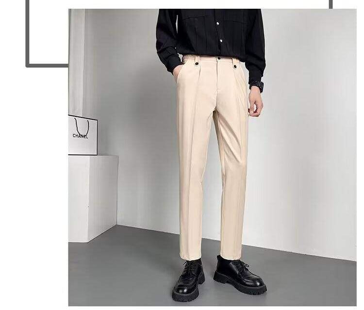 Bay Go Mall - Mid Rise Plain Cropped Tapered Dress Pants