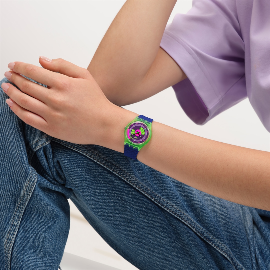 Swatch Original 34 Biosourced Neon Skychart