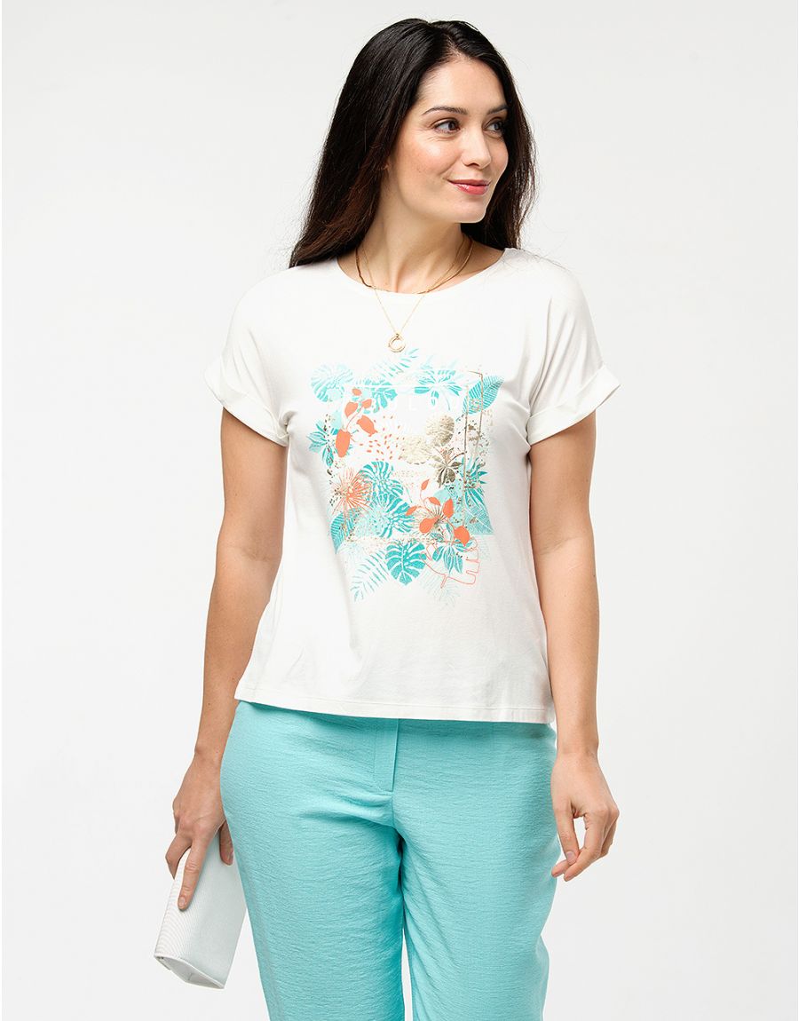 T-shirt écru imprimé