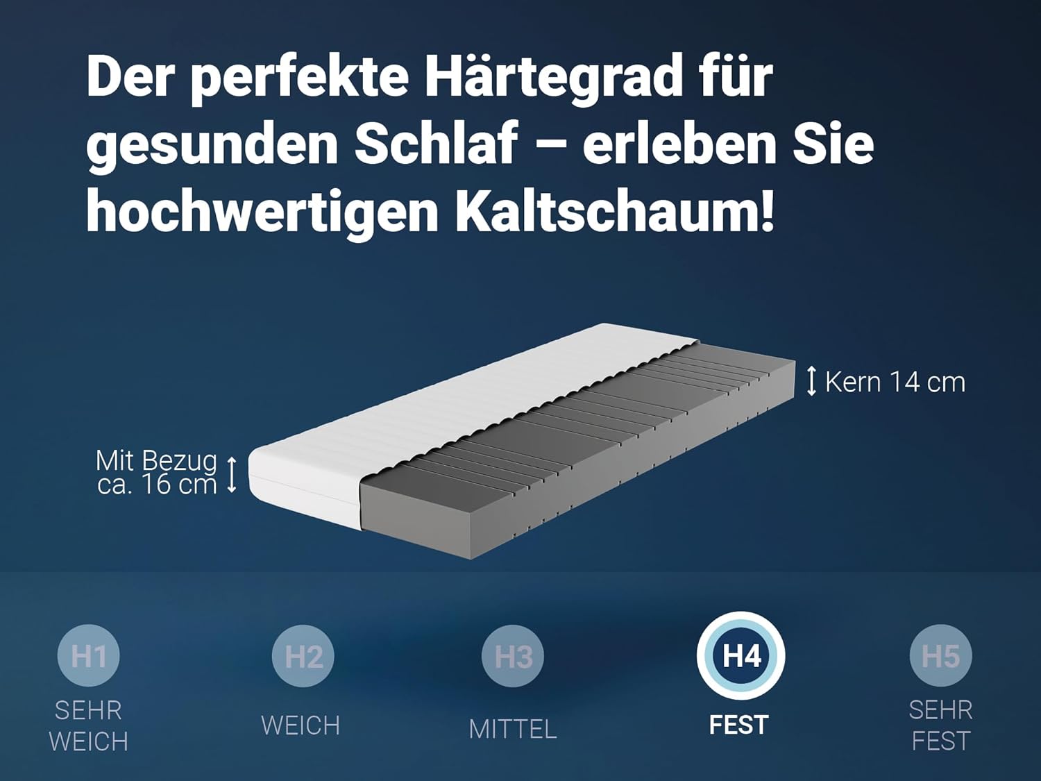 Betten-ABC - Matratze (KSP-500) - 120x220 cm (H4) - 7-Zonen Matratze aus Kaltschaum - Hypoallergen & Antibakteriell - Oeko-TEX® Zertifiziert - Bezug abnehmbar & waschbar - Lieferung per Paket