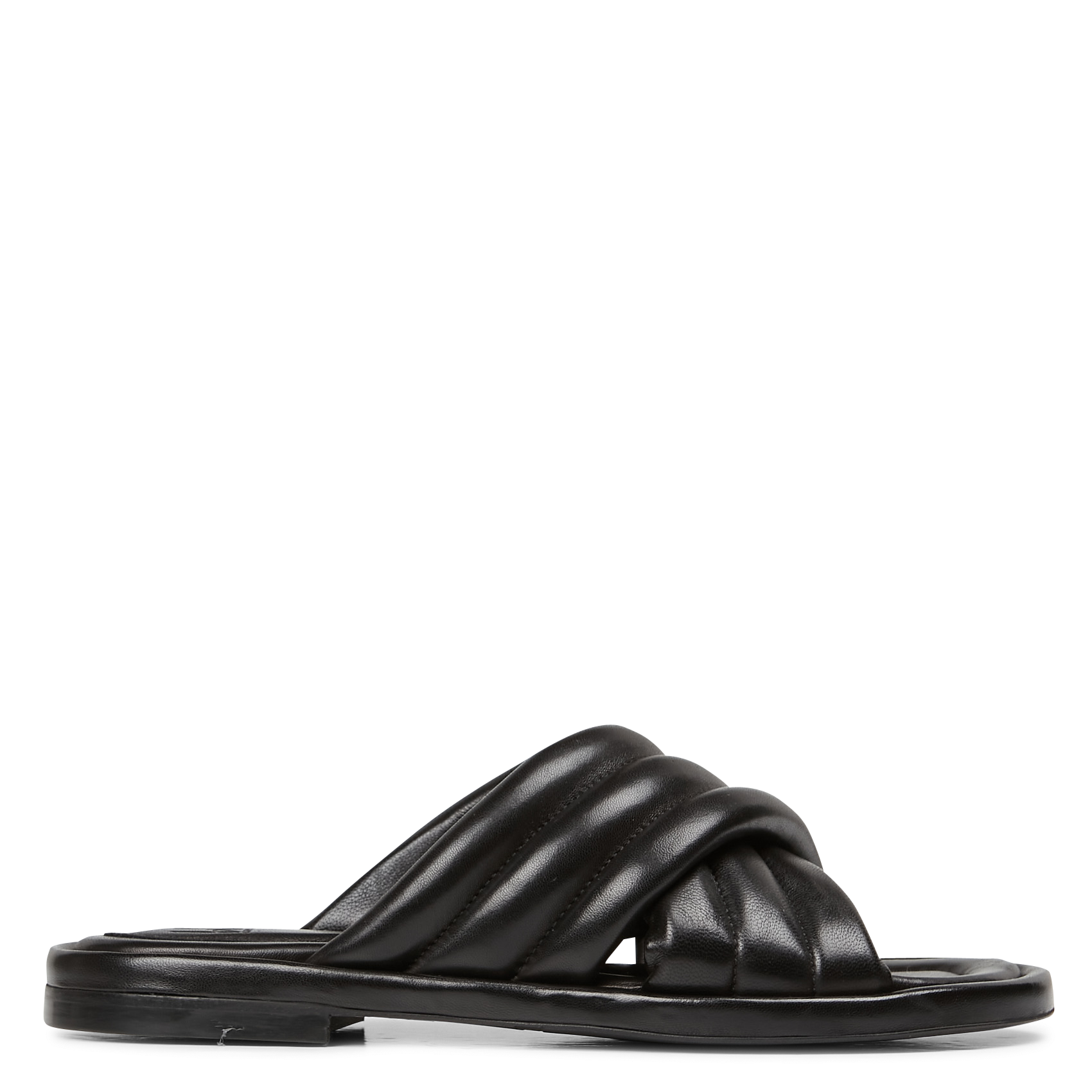 Mules plates en cuir| Noir