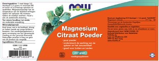 NOW Magnesium Citraat Poeder 227GR