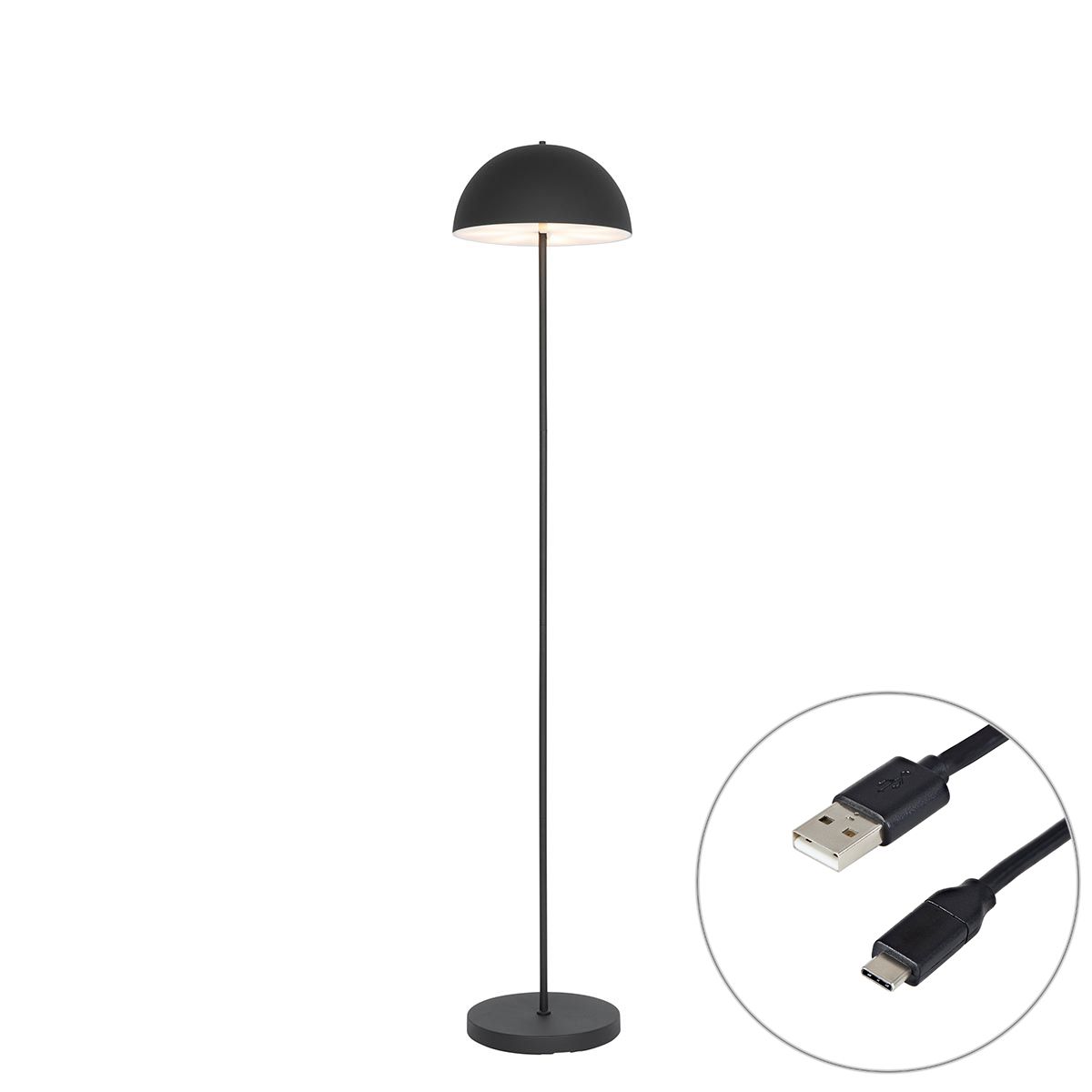 Buiten vloerlamp mushroom zwart oplaadbaar 3-staps dimbaar - Keira