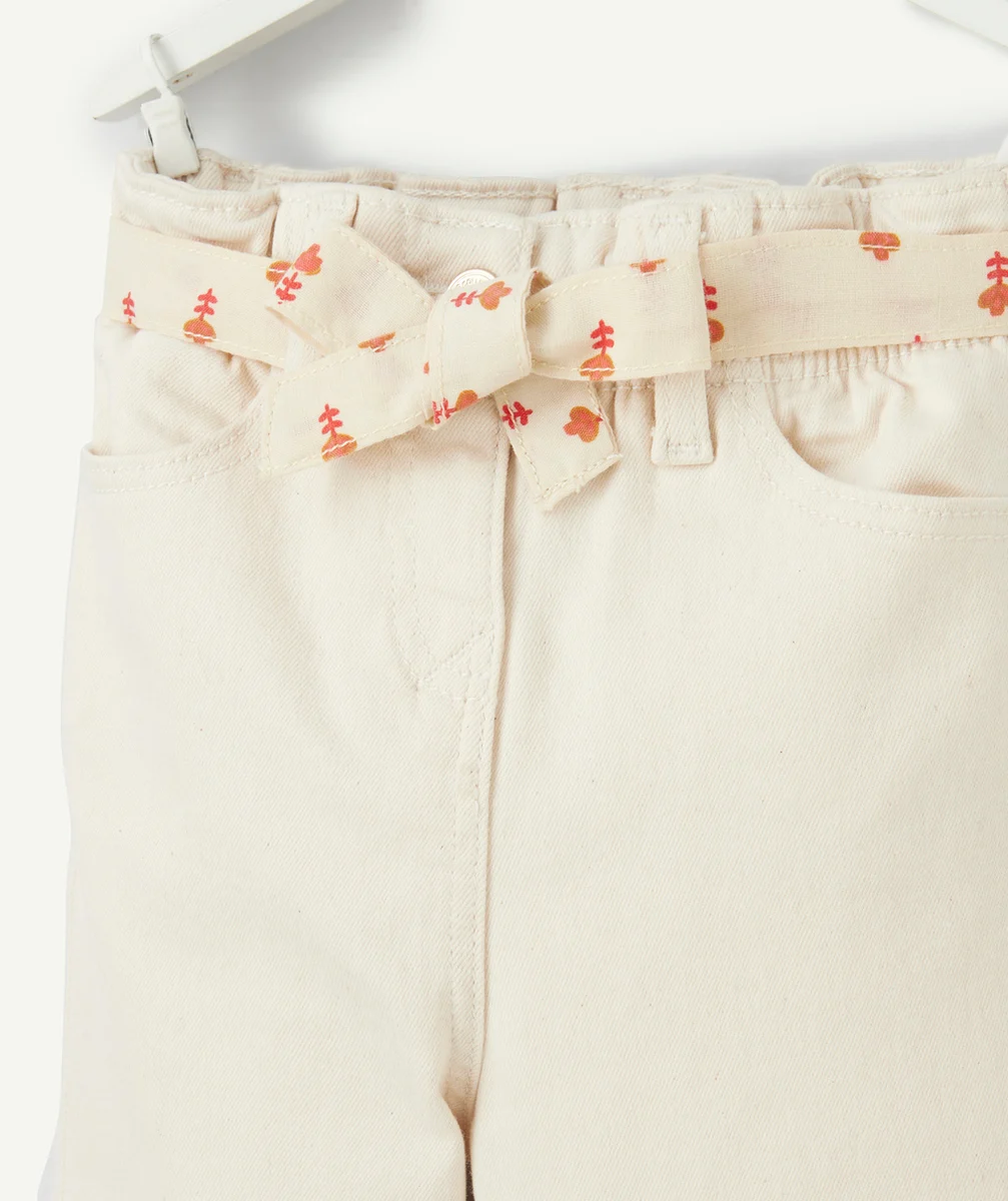 pantalon wide leg bébé fille en fibres recyclées sans teinture avec ceinture
