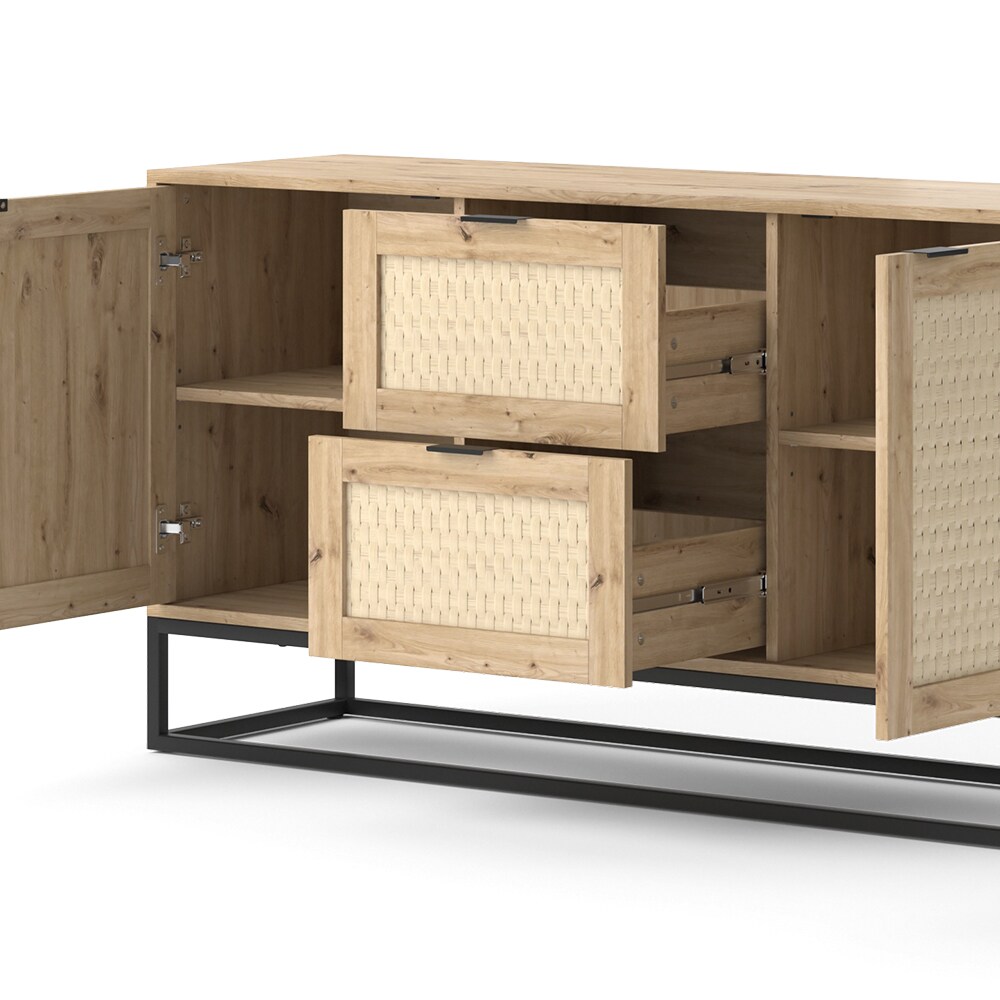 Vicco Sideboard Natal Eiche 140 x 72 cm 2 Türen 2 Schubladen