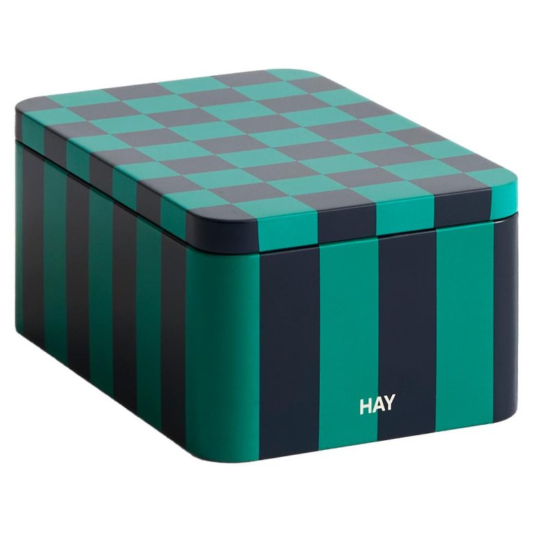 Hay Tin Container opberger small Green and Dark Blue