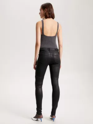 Calça jeans skinny de cintura média Como TH Flex preta