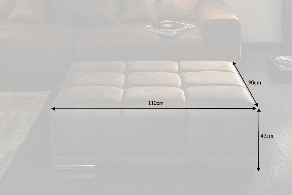 Extravaganter Hocker ELEGANCIA 110cm taupe mit Ziersteppung