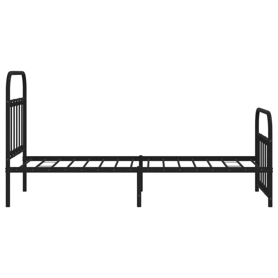 vidaXL - Bed frame met hoofd- en voeteneinde - Zwart - Metaal - 90x200 cm