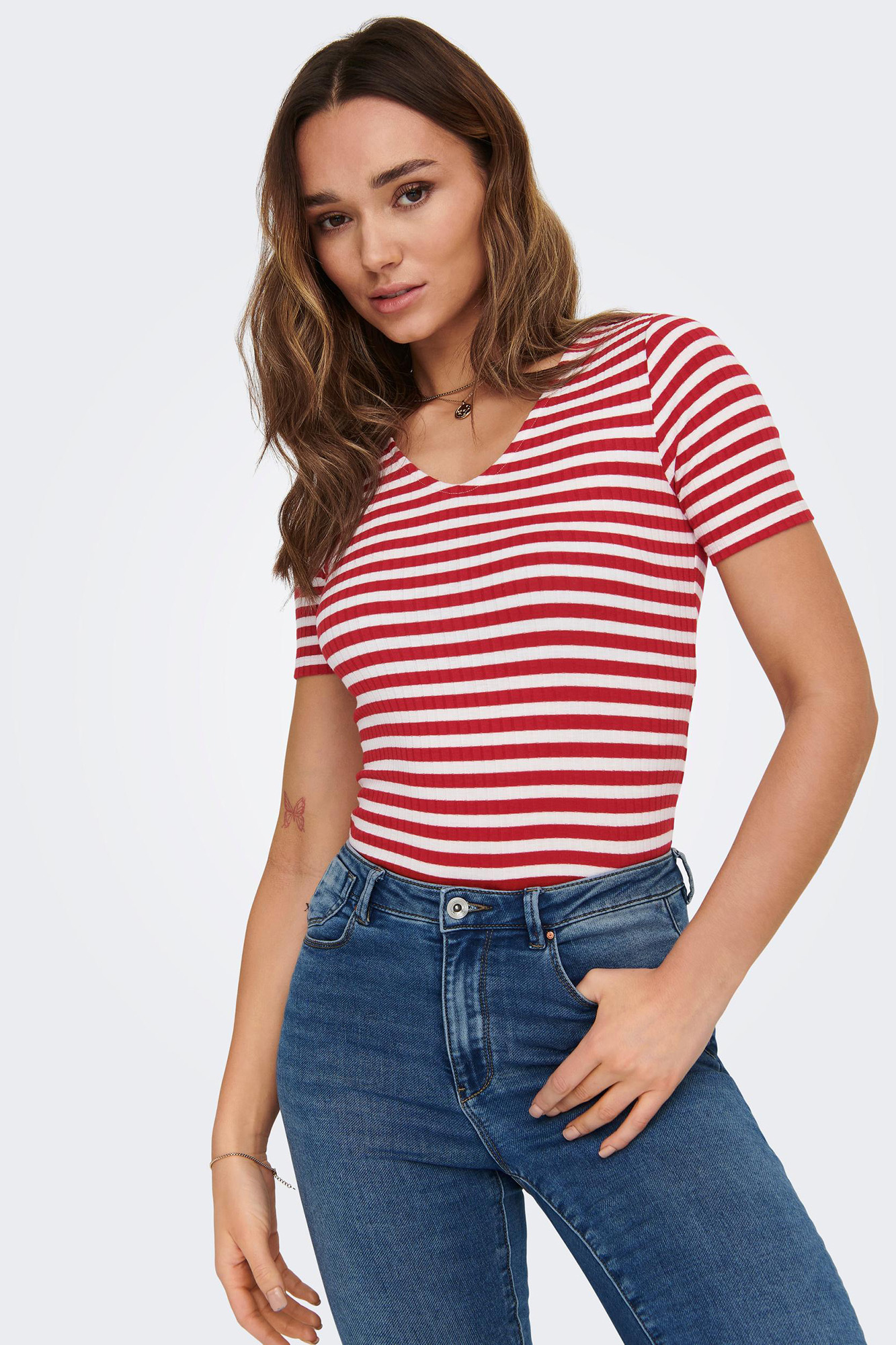 Blusa listrada de manga curta