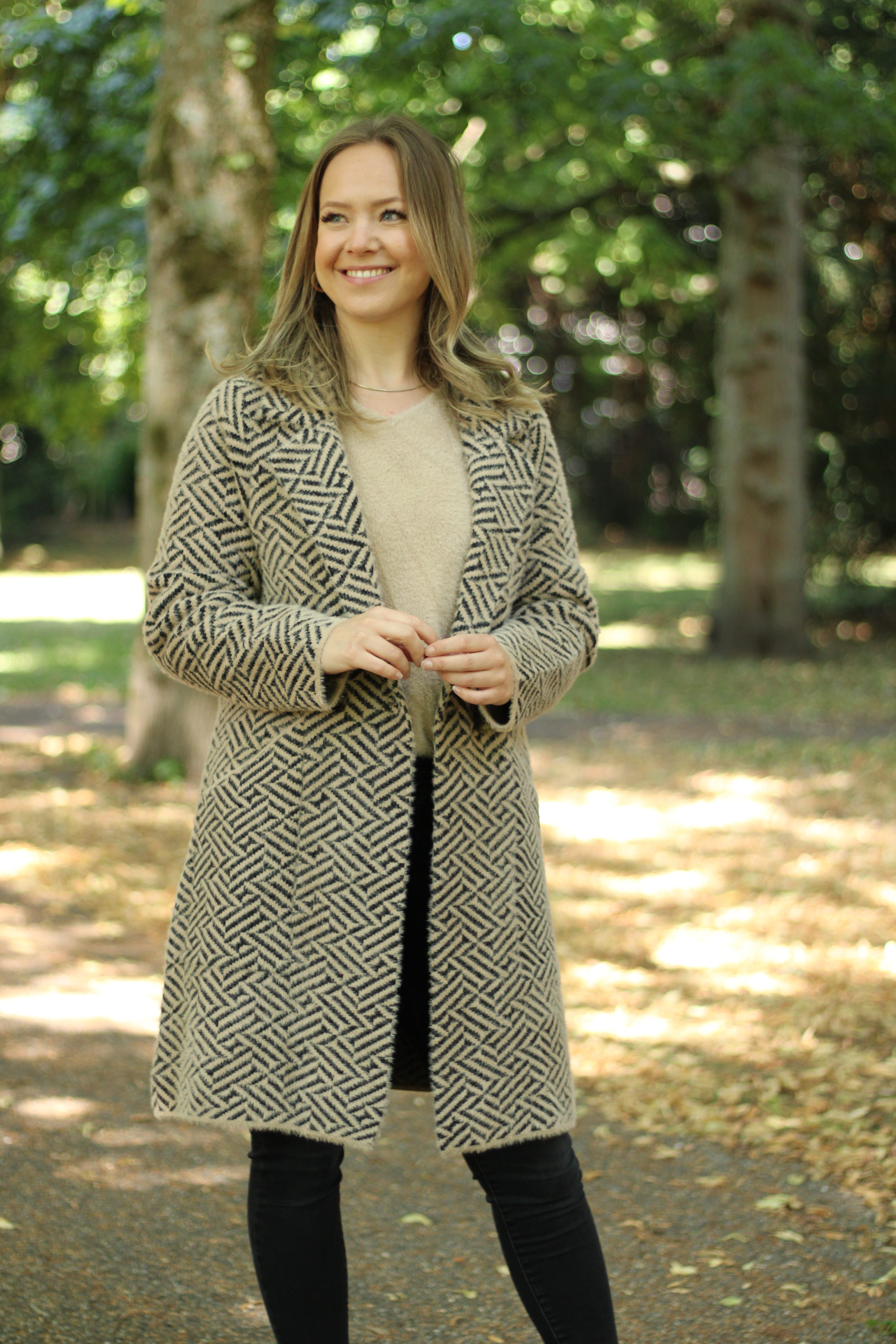 Rino & Pelle - Madina Double Breasted Cardigan - Sand Graphic