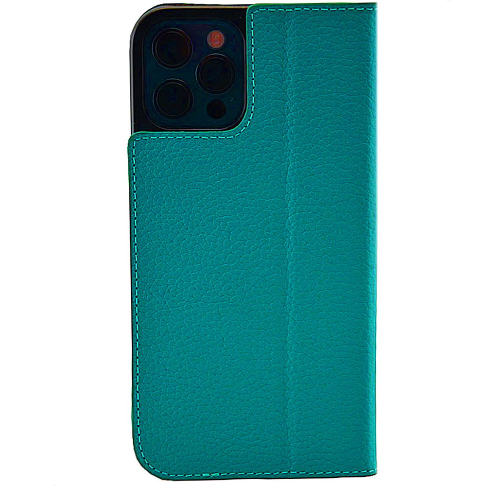 iPhone 12 / iPhone 12 Pro Echtleder Book Case Tasche Flip Cover Hand Made (MARCIP12_6.1-M16) - Türkis
