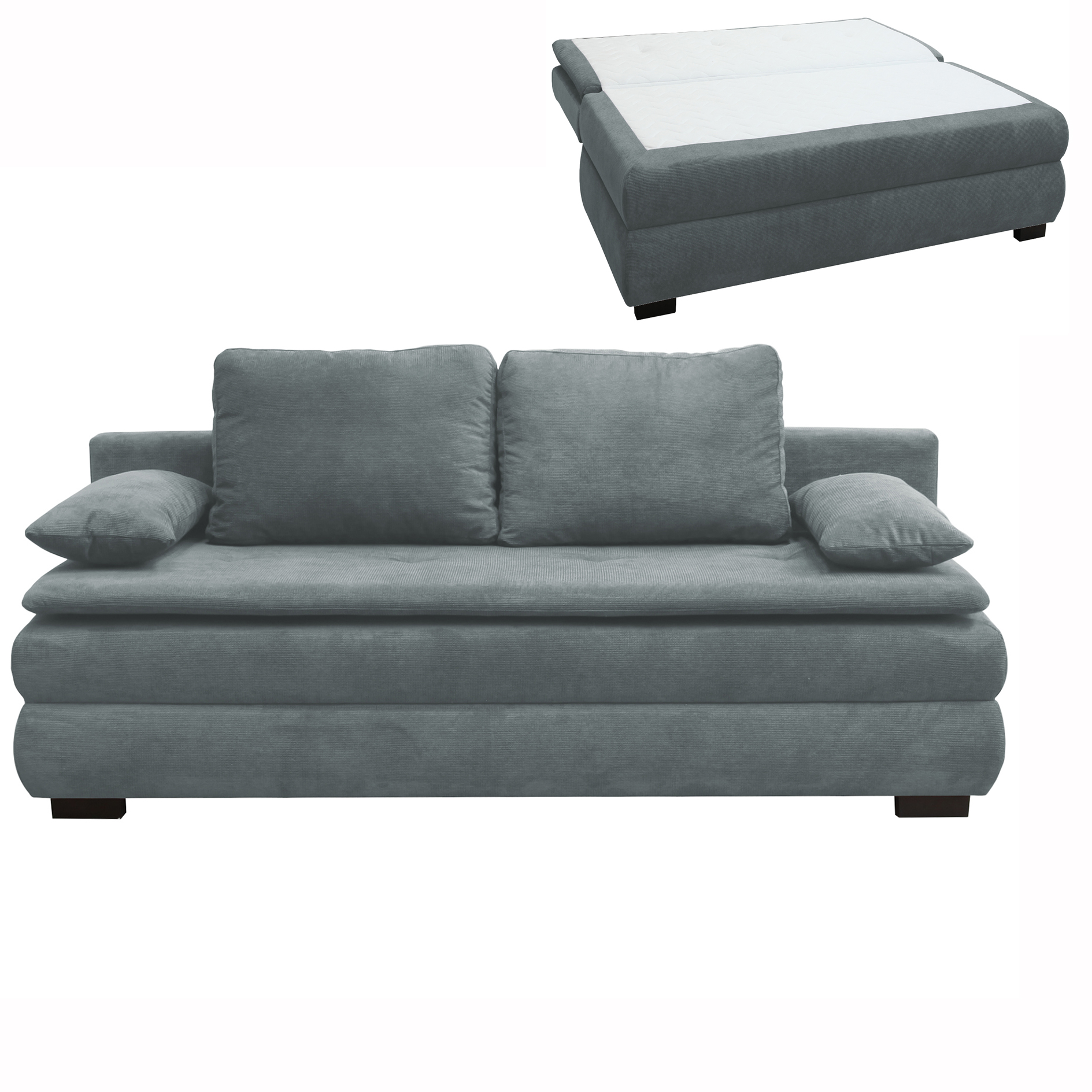 Schlafsofa - dunkelblau - mit Staukasten - 202 cm