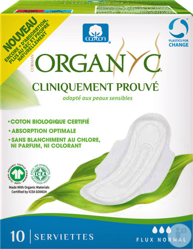 Organyc Serviettes Flux Normal 100% Cotton Bio 10 Pièces