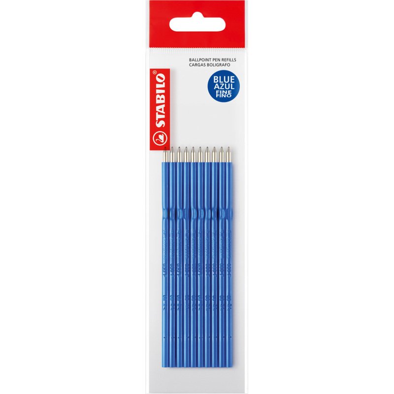 Recharge stylo bille Stabilo Liner pointe 0,7 mm - écriture moyenne - Sachet de 10