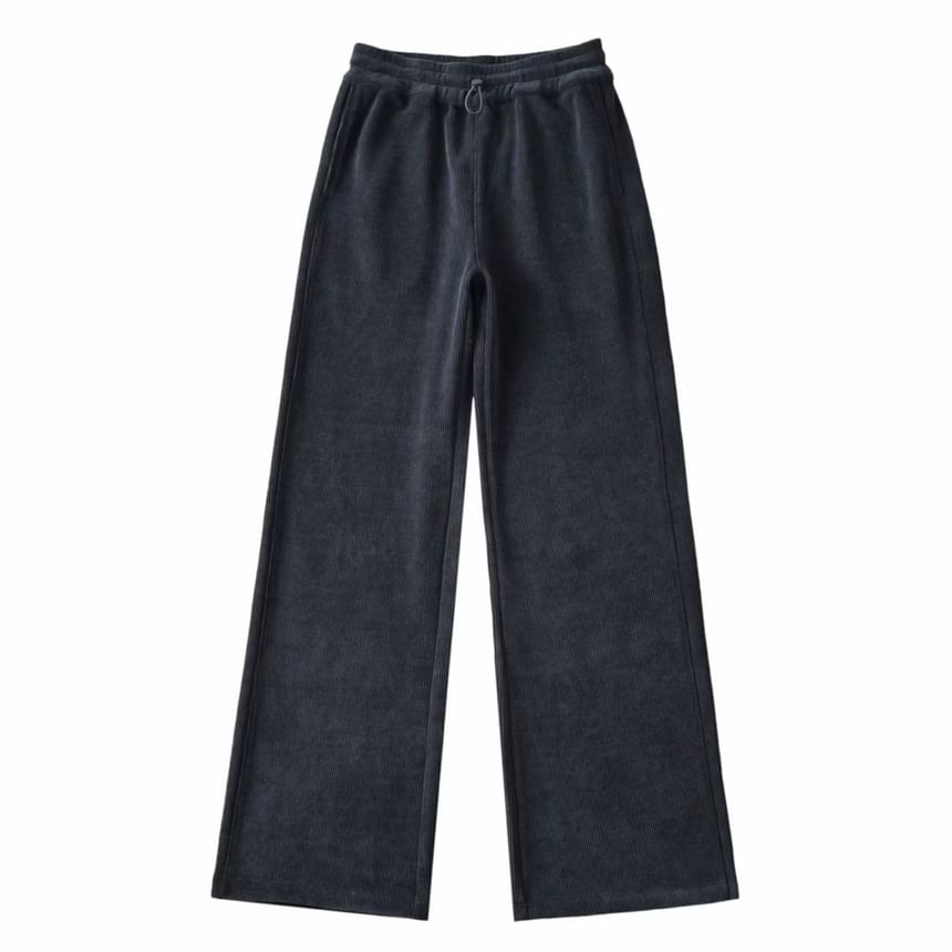 Overing - Hoge taille effen rechte joggingbroek met wijde pijpen