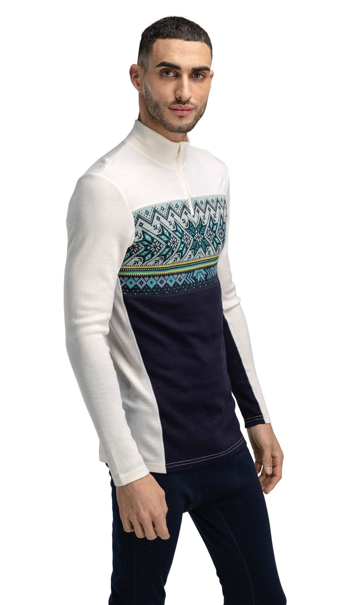 Vail Baselayer Half Zip Herre Navy/Offwhite