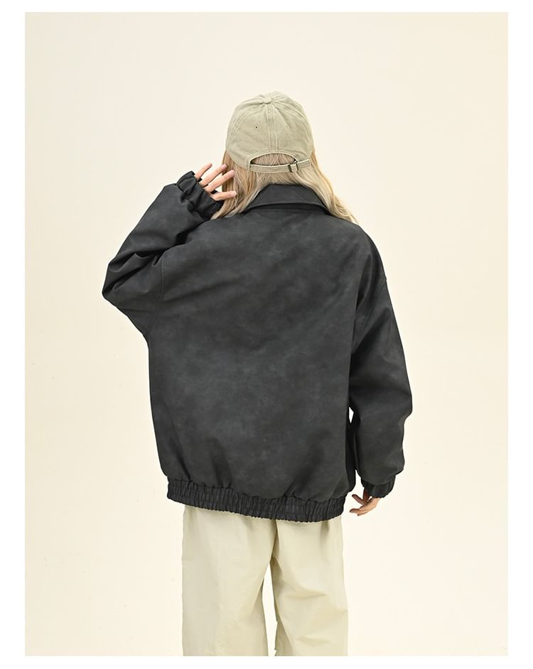Iduna - Oversized bomberjack met kraag, strik en rits