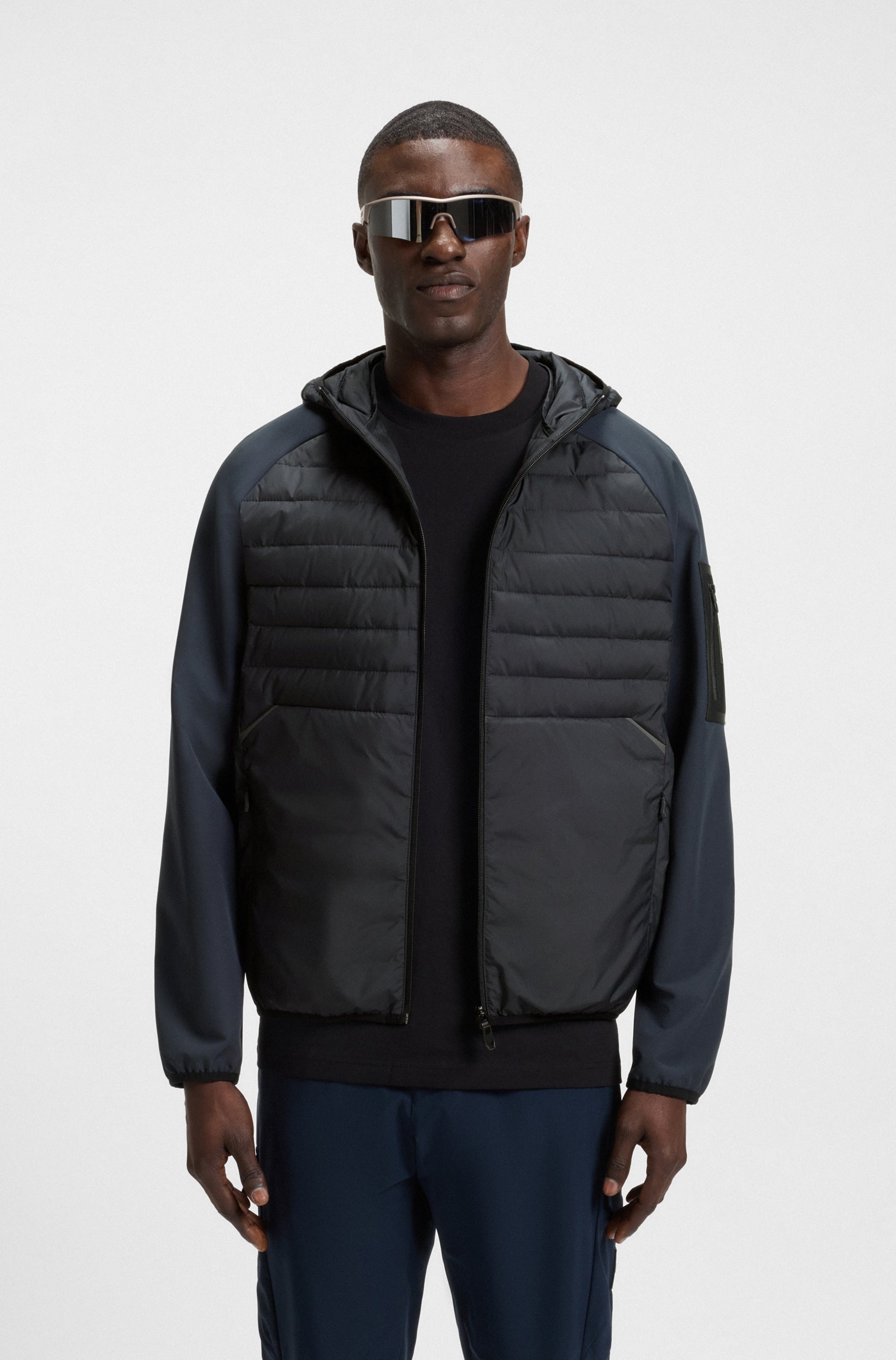 BOSS GREEN Outdoorjacke »J Urbanex Hybrid HD« mit Kapuze wasserabweisend Regenjacke mit soften Stretch-Einsätzen reflektierend