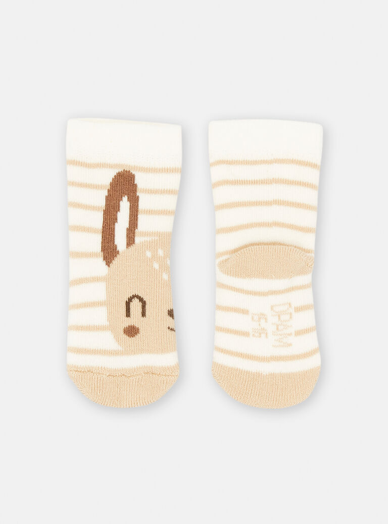 Chaussettes blanches et marron à imprimé à rayures