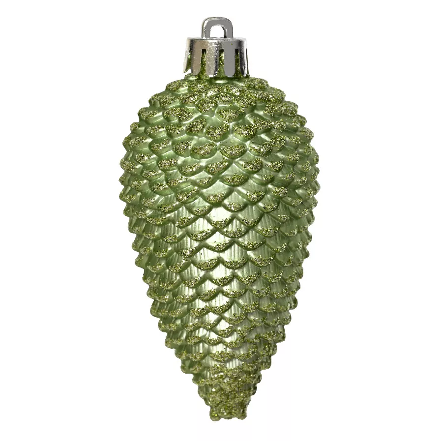 Lot de 6 pommes de pin à suspendre (H8 cm) Alpine Thé vert