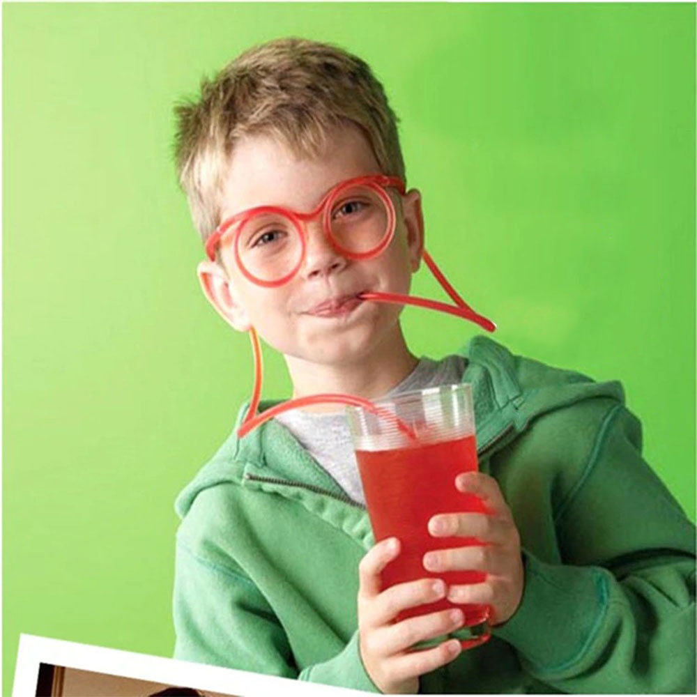 (2er Set) Lustige Strohhalm Brille Party Trinkhalm Accessoire - Transparent