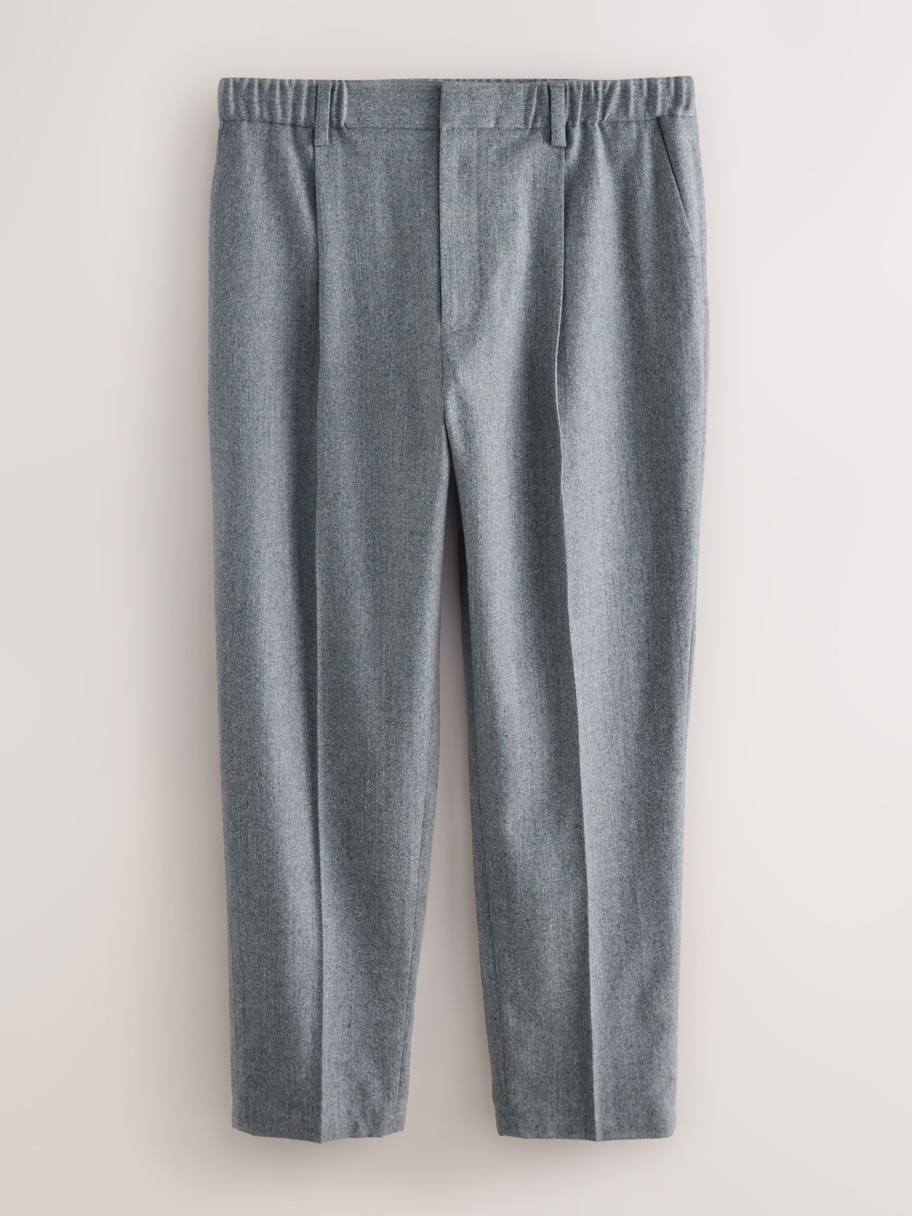 Grijs - Signature Regular Tapered 100% REDA Marino Wool Smart Trousers With Elasticated Back