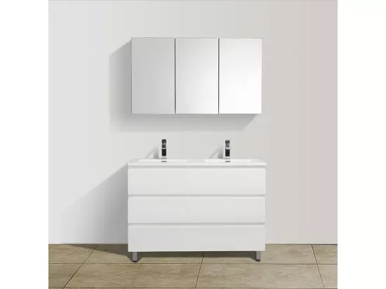 Meuble salle de bain design double vasque VERONA largeur 120 cm blanc laqué