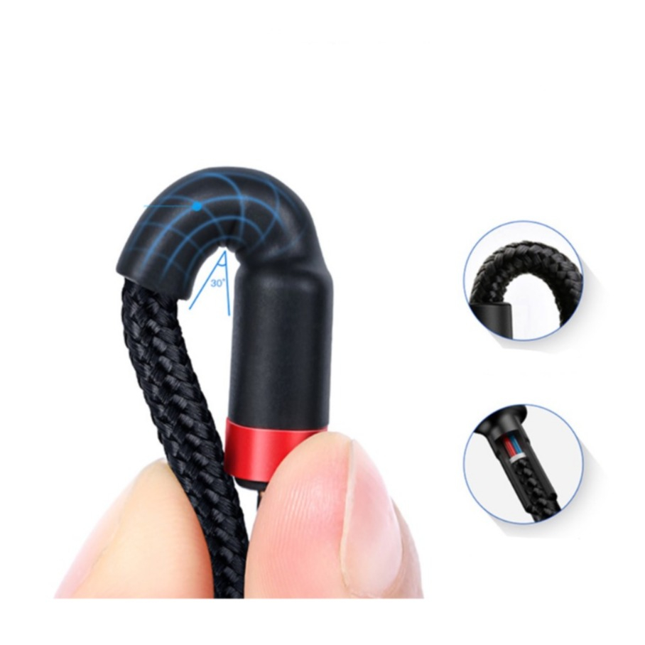 (2m) 60W USB C Nylon Ladekabel Fast Charge QC 3.0 Datenkabel - Schwarz