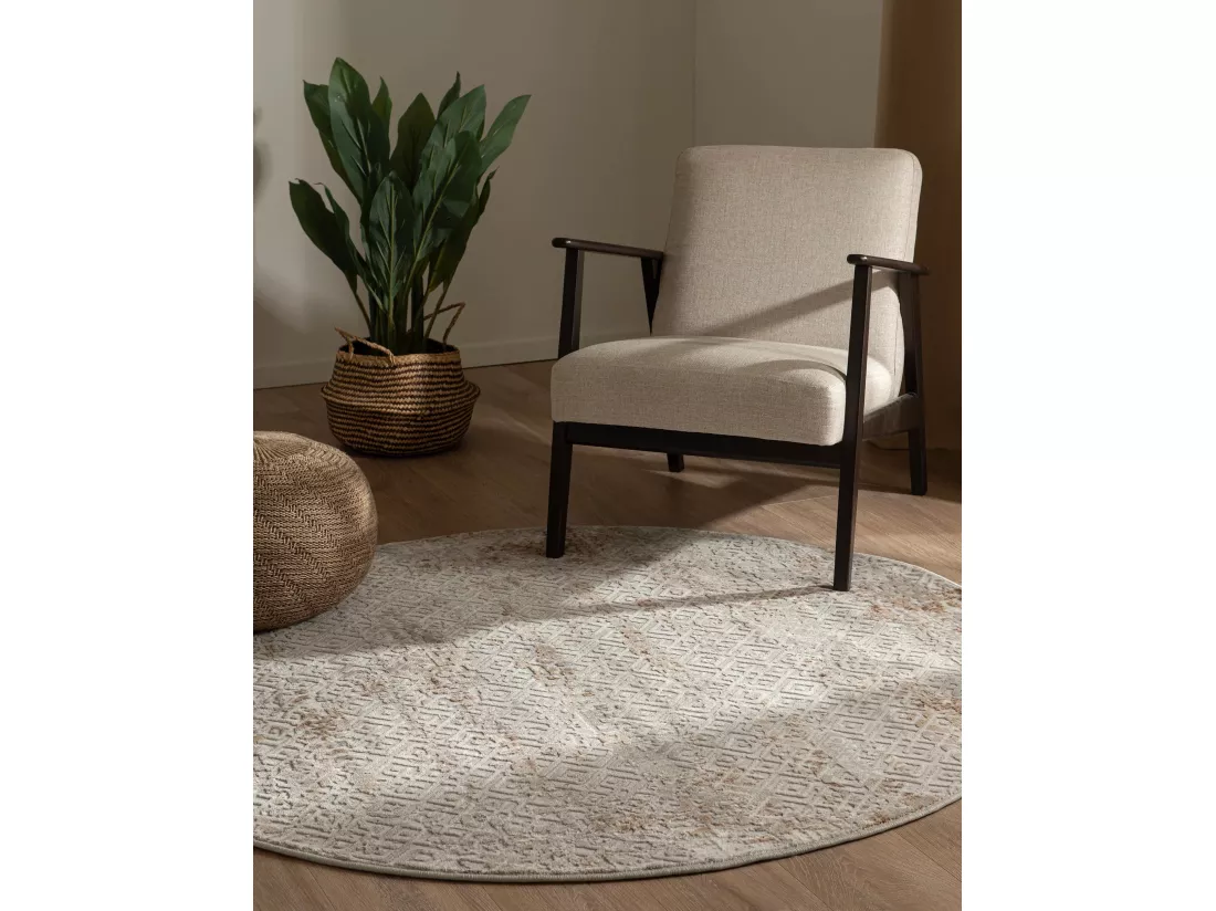 Tapis 125x125 beige Davos Fusion