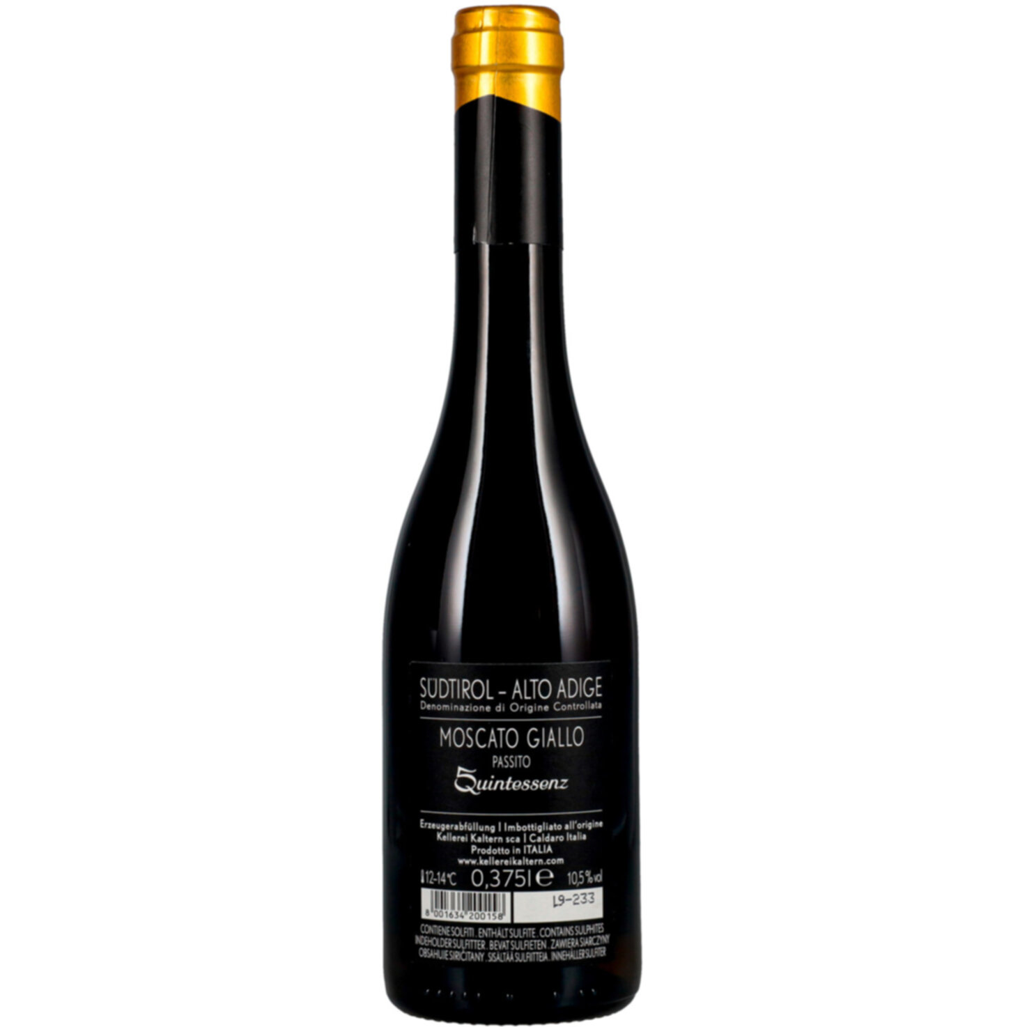 Alto Adige DOC Moscato Giallo Quintessenz Passito Kellerei Kaltern - Caldaro -37.5cl