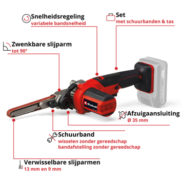 Einhell 18V bandschuurmachine / powerfile TE-BF 18 LI (zonder accu)