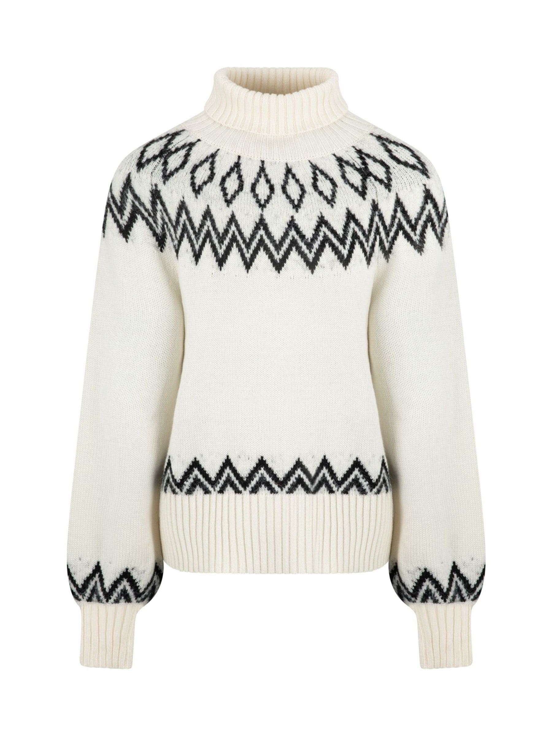 Crème - The Little Tailor gebreide kersttrui met ruitvormig fairisle-patroon