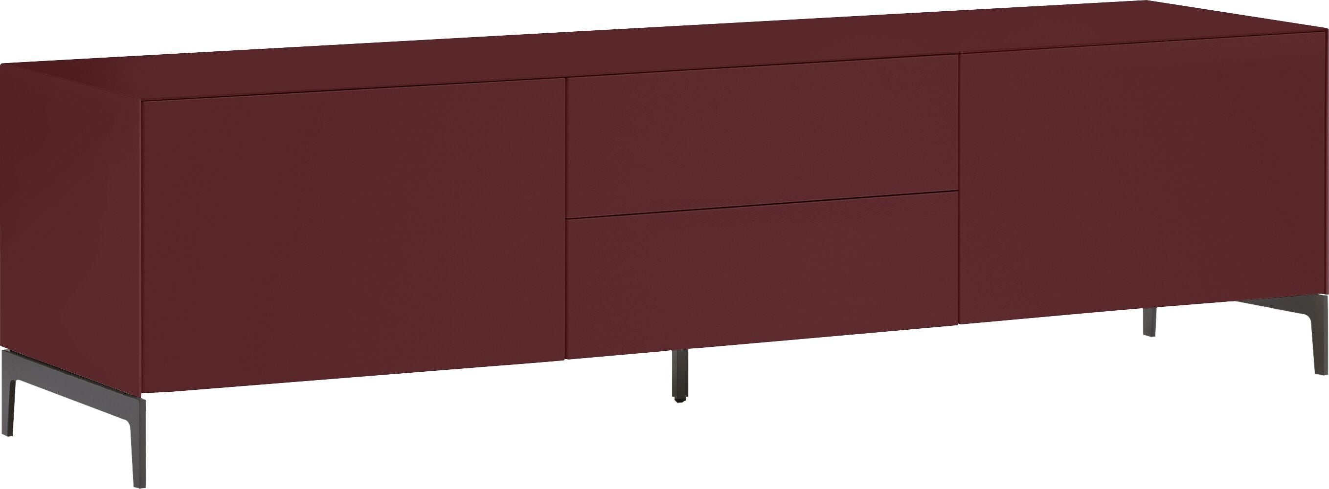 LUX Lowboard - Dunkelrot / B: 180.0 cm x T: 46.0 cm x H: 49.5 cm