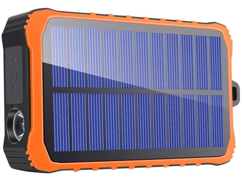 4smarts Solar-Powerbank Prepper 12.000 mAh Robuste Outdoor Powerbank mit Solarpanel und Handkurbel