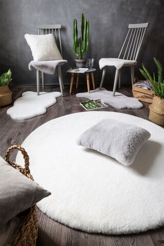 Teppich NOVARA 80 cm rund weiß